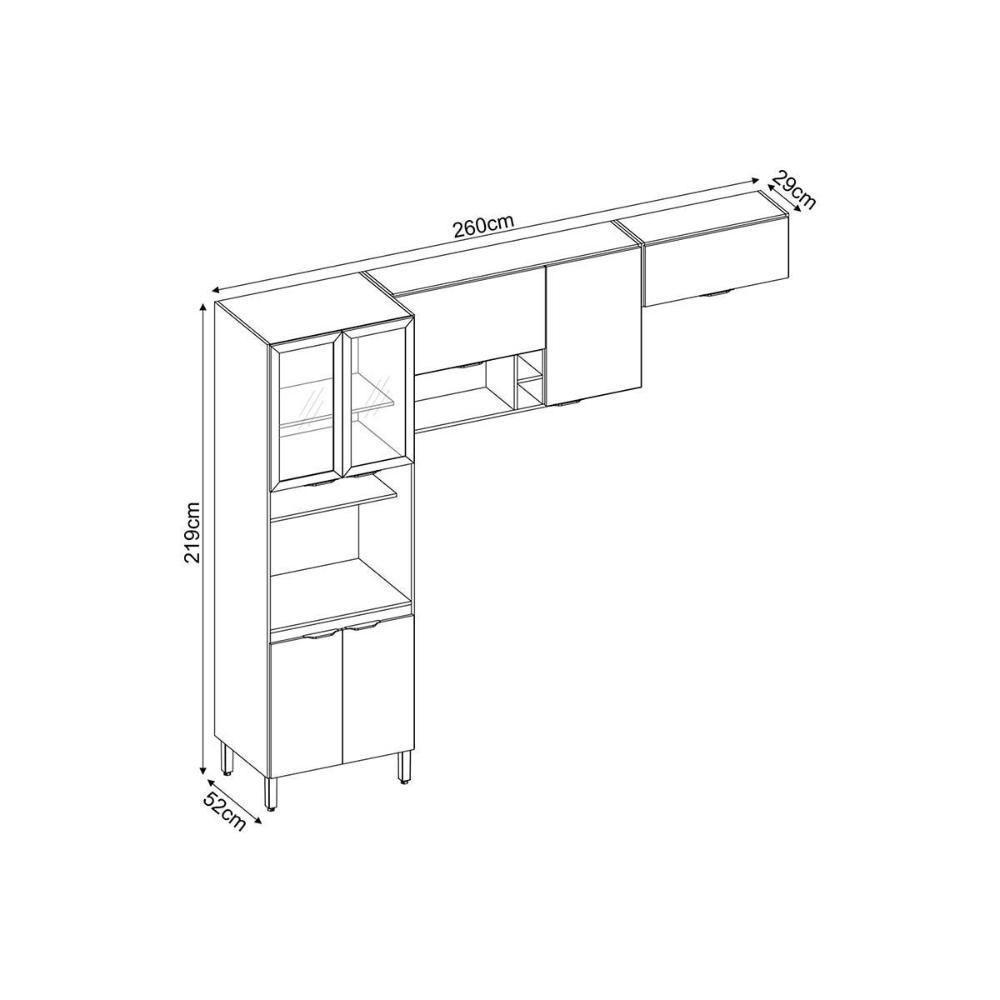Cozinha Completa Composição 07 Firenze 3 Peças (2 Aéreos + 1 Paneleiro) Avena/grafito - Demóbile - 8