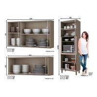 Cozinha Modulada Henn Connect 3 Peças (2 Armários + 1 Paneleiro) Cpt16 Duna/Cristal - 3