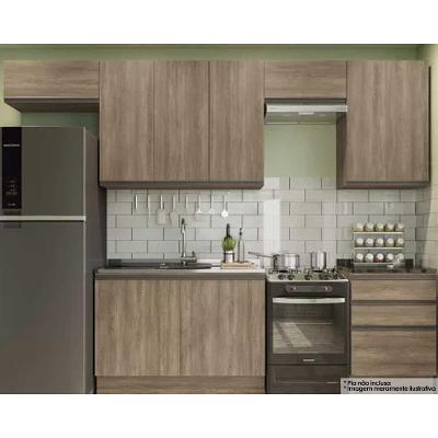 Cozinha Completa Maxxi 7 Peças (4 Armários + 2 Balcões + 1 Complementos) C6P29 Nogal - Kappesberg