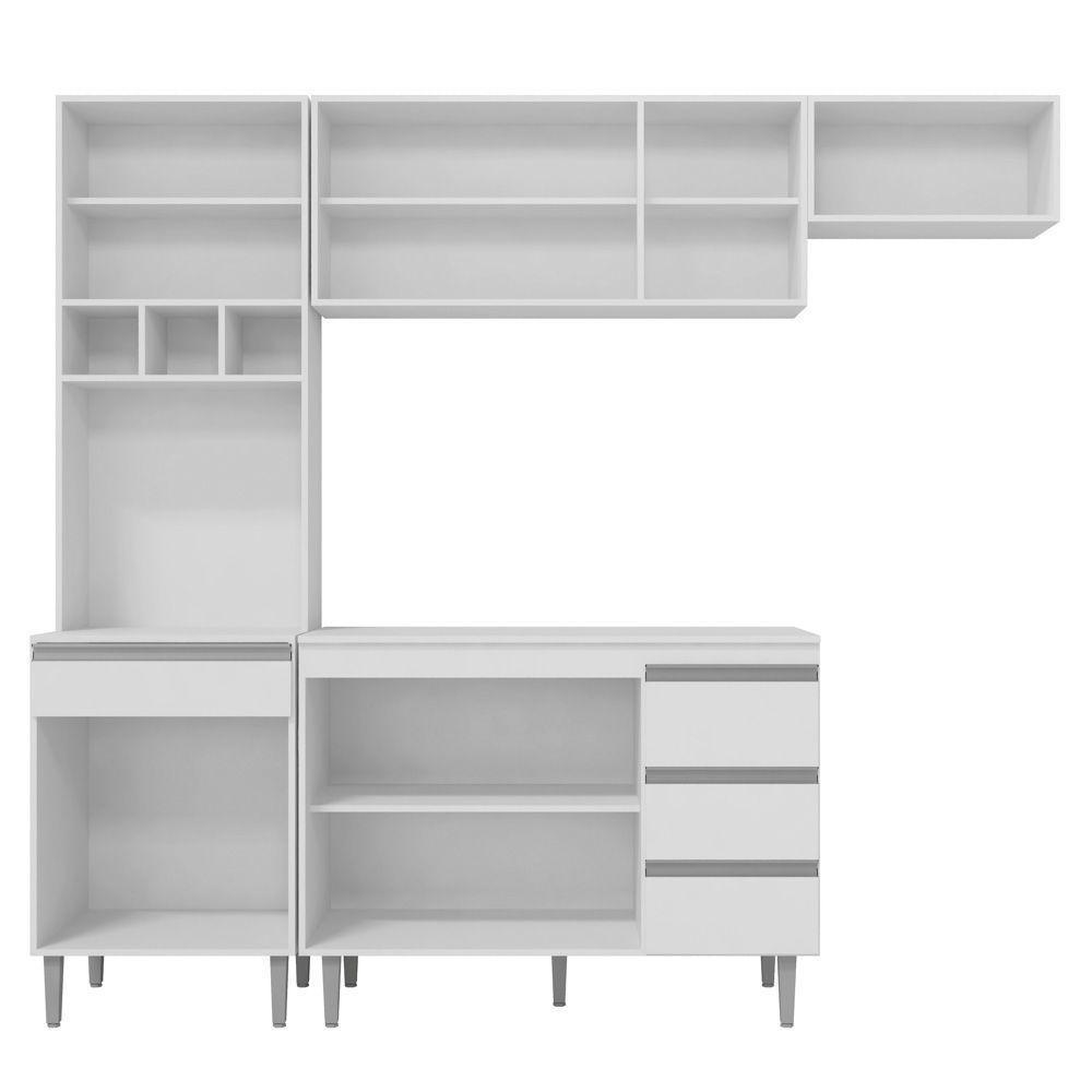 Cozinha Modulada 04 Peças Com Balcão Gabinete 120cm Branco - 3