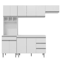 Cozinha Modulada 04 Peças Com Balcão Gabinete 120cm Branco - 1