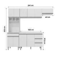Cozinha Modulada 04 Peças Com Balcão Gabinete 120cm Branco - 2