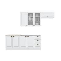 Cozinha Compacta 4 Peças C/ Aéreo 3 Portas Com Vidro Branco - 9