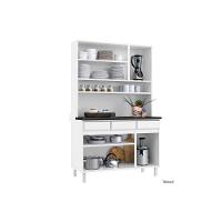 Cozinha Compacta Star New c/ 6 Portas (3 c/ Vidro) e 3 Gavetas 120cm Branco/Preto - Telasul - 5