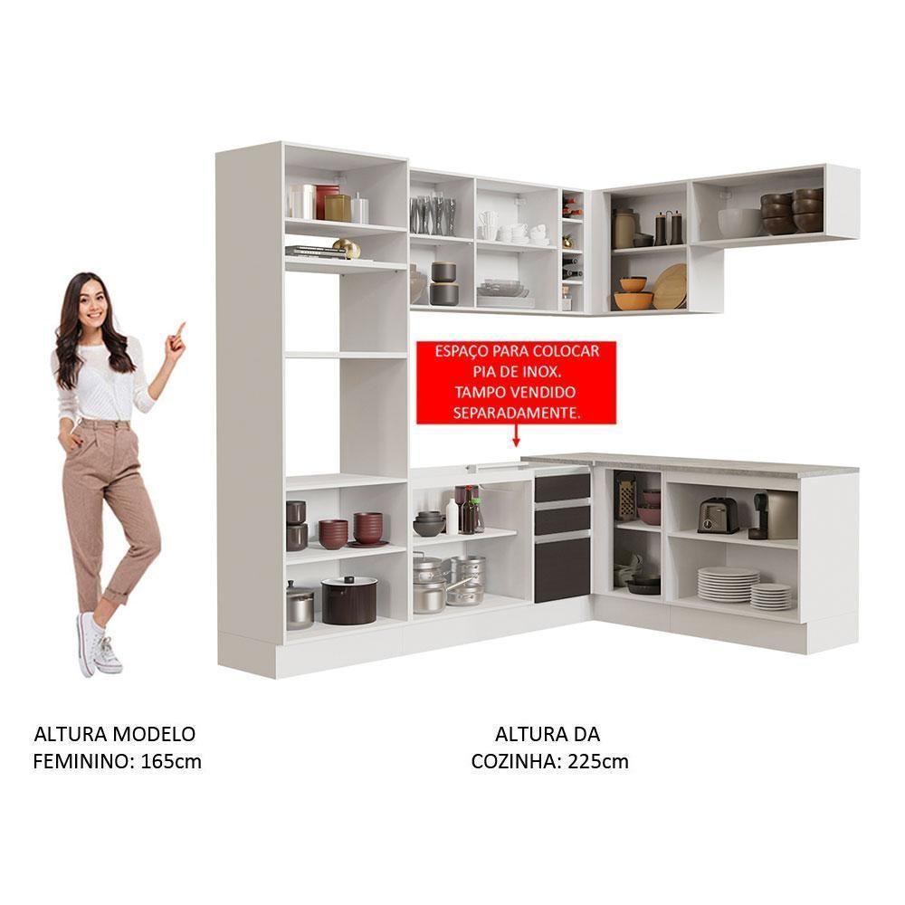 Cozinha Completa 419001 Com Armário E Balcão Branco/Preto - 7