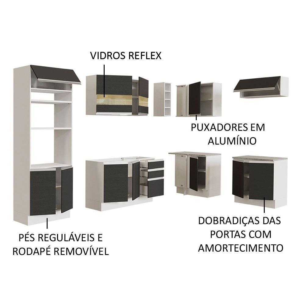 Cozinha Completa 419001 Com Armário E Balcão Branco/Preto - 8