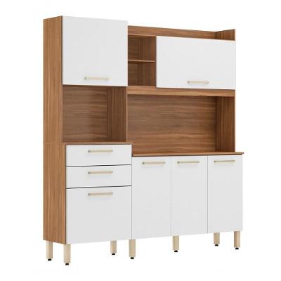 Cozinha Compacta Selecta 96211 6 Portas 2 Gavetas MDF 178cm Branco com Pés Reguláveis