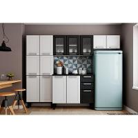 Kit de Cozinha Completa 4 Peças Múltipla  (2 Armários + 1 Balcão + 1 Paneleiro) C4P77 Branco/Preto - Bertolini - 1