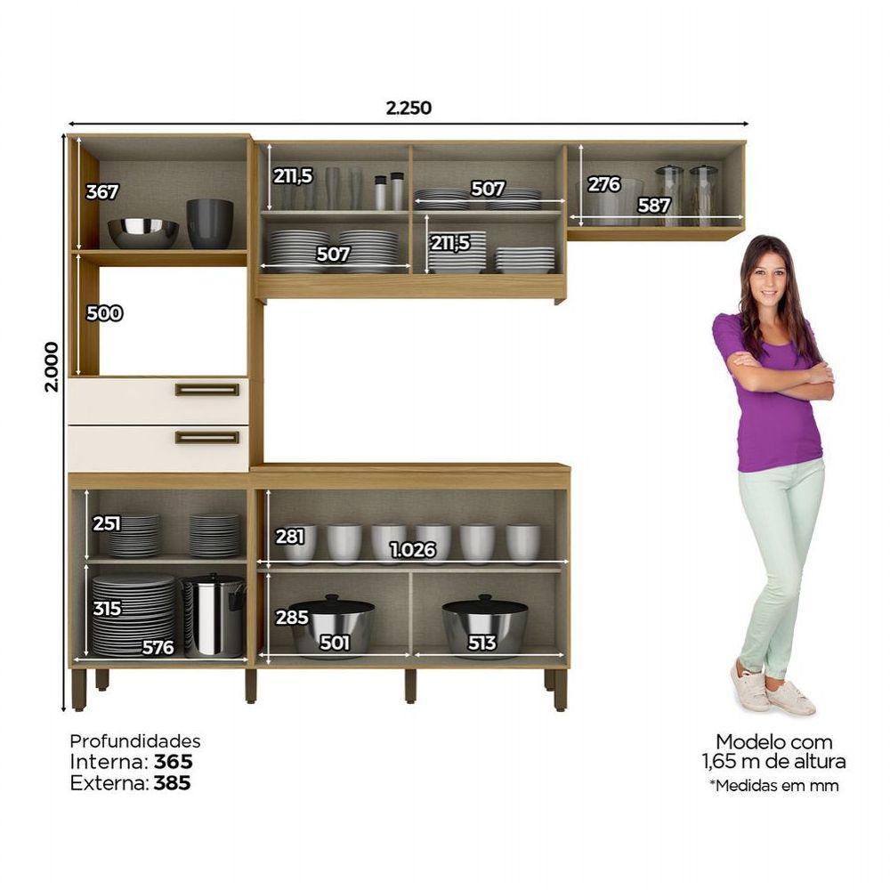 Cozinha Compacta 07 Portas 02 Gavetas Star Briz Nature Com Off White - 3