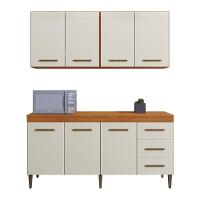 Cozinha Completa 7 Portas 3 Gavetas Atenas Kaiki Moveis Nature/Off White. - 1