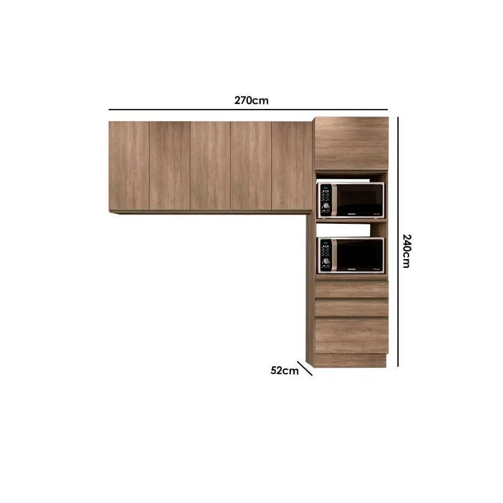 Cozinha Compacta Maxxi 3 Peças (2 Armários + 1 Paneleiro) Cpt33 Nogal - Kappesberg - 6