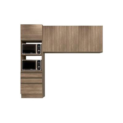 Cozinha Compacta Maxxi Kit 3 Peças em Madeira 70cm Branco com Paneleiro e Armários
