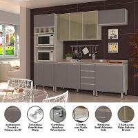 Cozinha Completa 5 Peças Com Tampo E Vidro Reflecta Lis Legno Crema Com Cinza Puro - 2