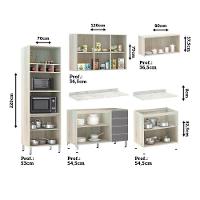 Cozinha Completa 5 Peças Com Tampo E Vidro Reflecta Lis Legno Crema Com Cinza Puro