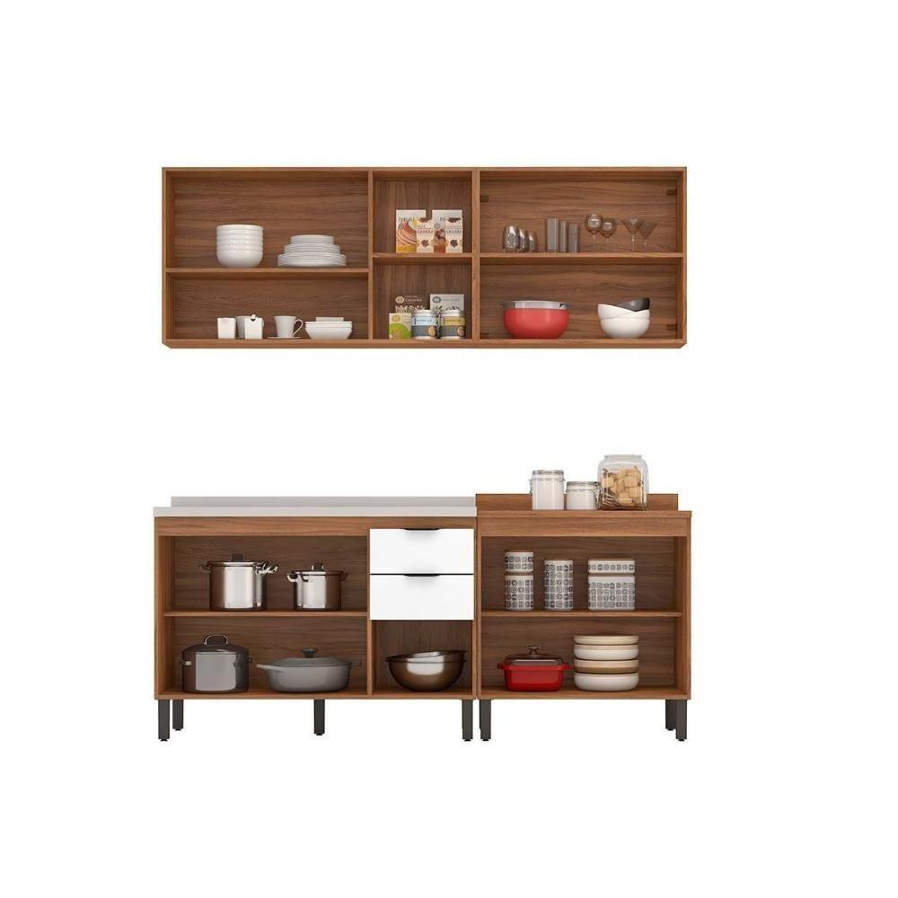 Cozinha Completa Composição 08 Firenze 4 Peças (2 Aéreos + 2 Balcões) Avena/Grafito - Demóbile - 2