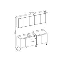 Cozinha Completa Composição 08 Firenze 4 Peças (2 Aéreos + 2 Balcões) Avena/Grafito - Demóbile