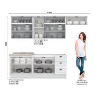 Cozinha Completa Americana (2 Balcões, 3 Aéreos, 1 Complemento) 6 Peças Branco - Henn - 6