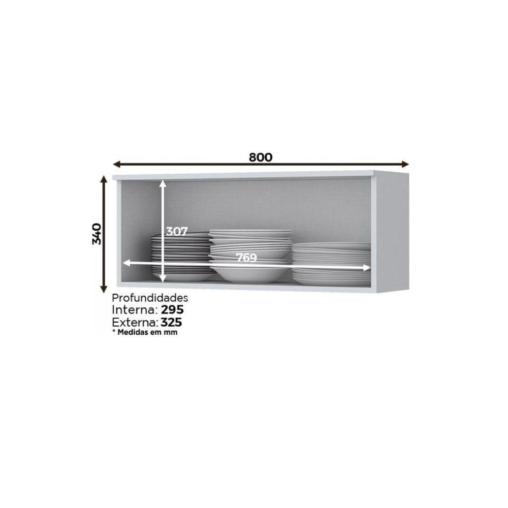 Kit de Cozinha Modulada 5 Peças Americana  (2 Armários + 1 Balcão + 2 Complementos) C5P13 Branco - Henn - 9