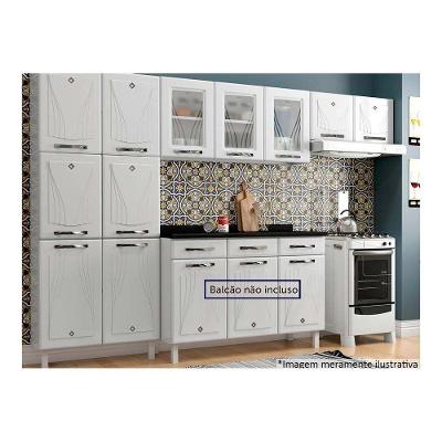 Cozinha Compacta Star 11 Portas em Aço 280cm Branco para 2 Armários e 1 Paneleiro