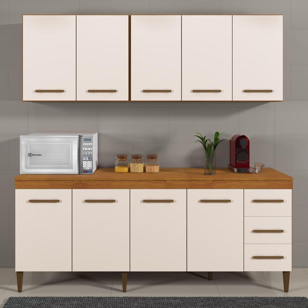 Cozinha Completa 9 Portas E 3 Gavetas Atenas Kaiki Moveis Nature/off White - 2