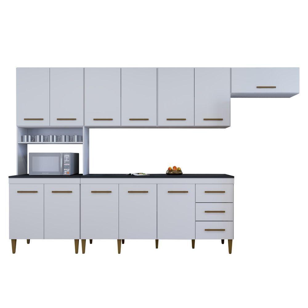 Cozinha Completa 12 Portas 3 Gavetas Atenas Kaiki Moveis Branco - 1