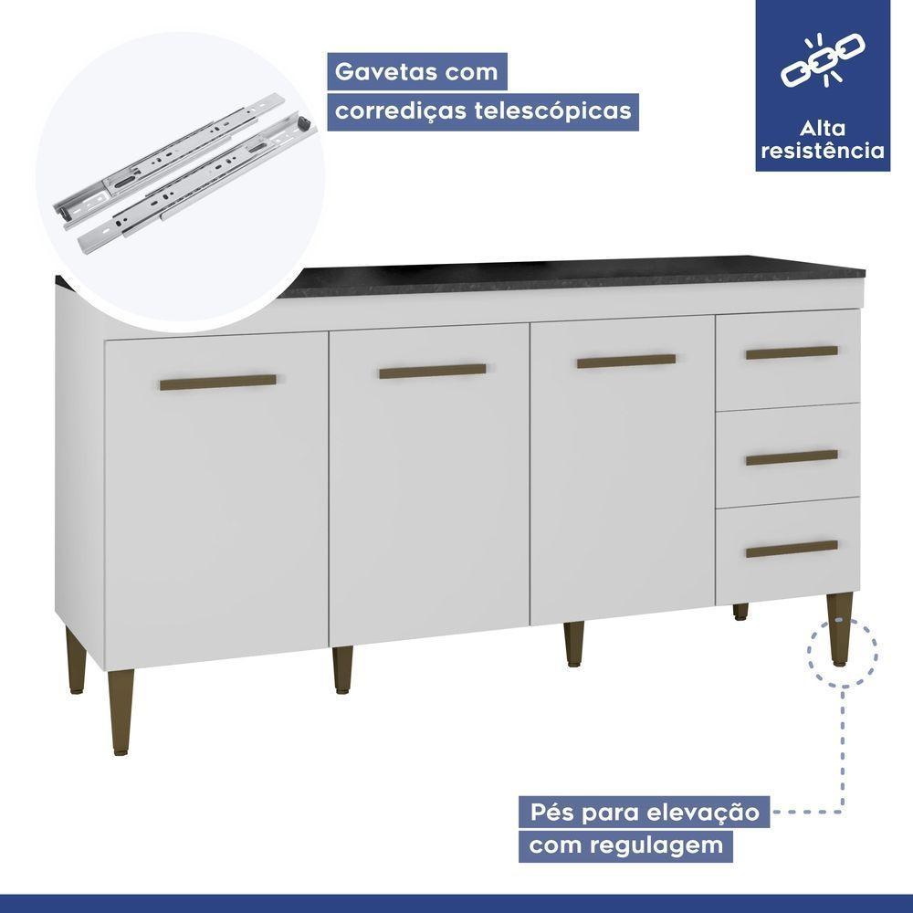 Cozinha Completa 12 Portas 3 Gavetas Atenas Kaiki Moveis Branco - 3