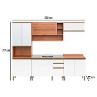 Cozinha Completa Completa Thela Macadâmia (2 Aéreos + 2 Balcões + 1 Paneleiro) 5 Peças Freijo/Branco - Telasul - 17
