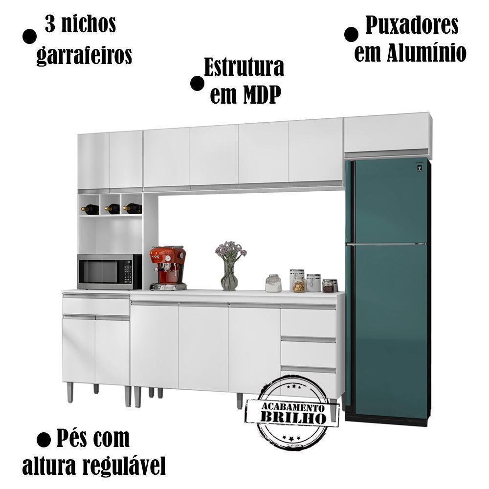 Cozinha Modulada 5 Peças 281 Cm Andreia Branco Reajl Branco - 4