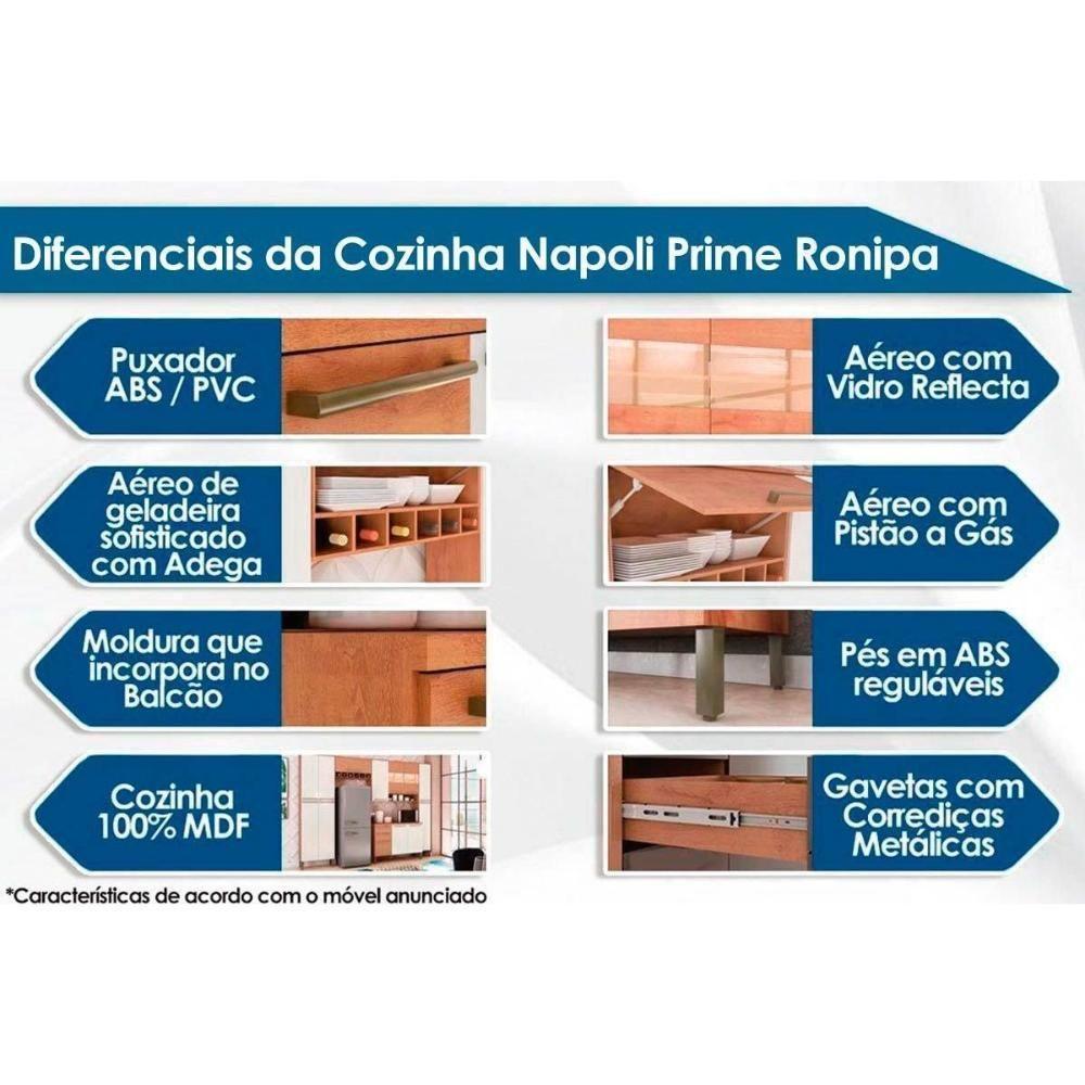 Kit de Cozinha Completa 2 Peças Napoli Prime  (1 Armário + 1  Balcão) C2P04 Castanho/Chumbo - Ronipa - 2