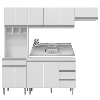 Cozinha Modulada 5 Peças Balcão Com Pia 120cm Andréia Branco - Ajl Móveis