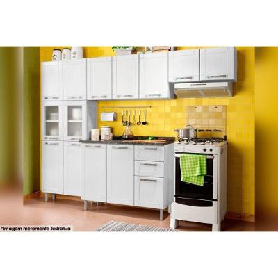 Cozinha Completa Múltipla 4 Peças C4P81 6 Portas 2 Gavetas em Aço 105cm Branco