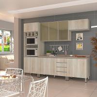 Cozinha Completa 5 Peças Com Tampo E Vidro Reflecta Lis Legno Crema - 1