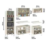 Cozinha Completa 5 Peças Com Tampo E Vidro Reflecta Lis Legno Crema