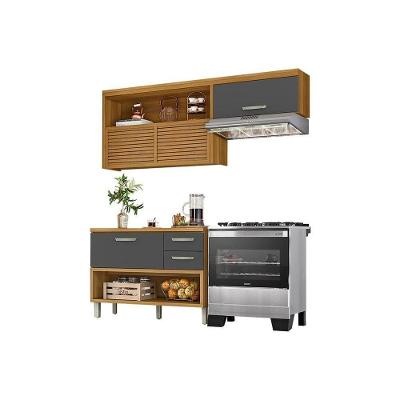 Cozinha Compacta Princesa 3 Portas 2 Gavetas MDF 120cm Branco Freijo Grafite