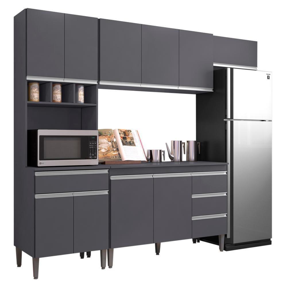 Cozinha Modulada 5 Peças 241 Cm Andreia Cinza Reajl Cinza - 1