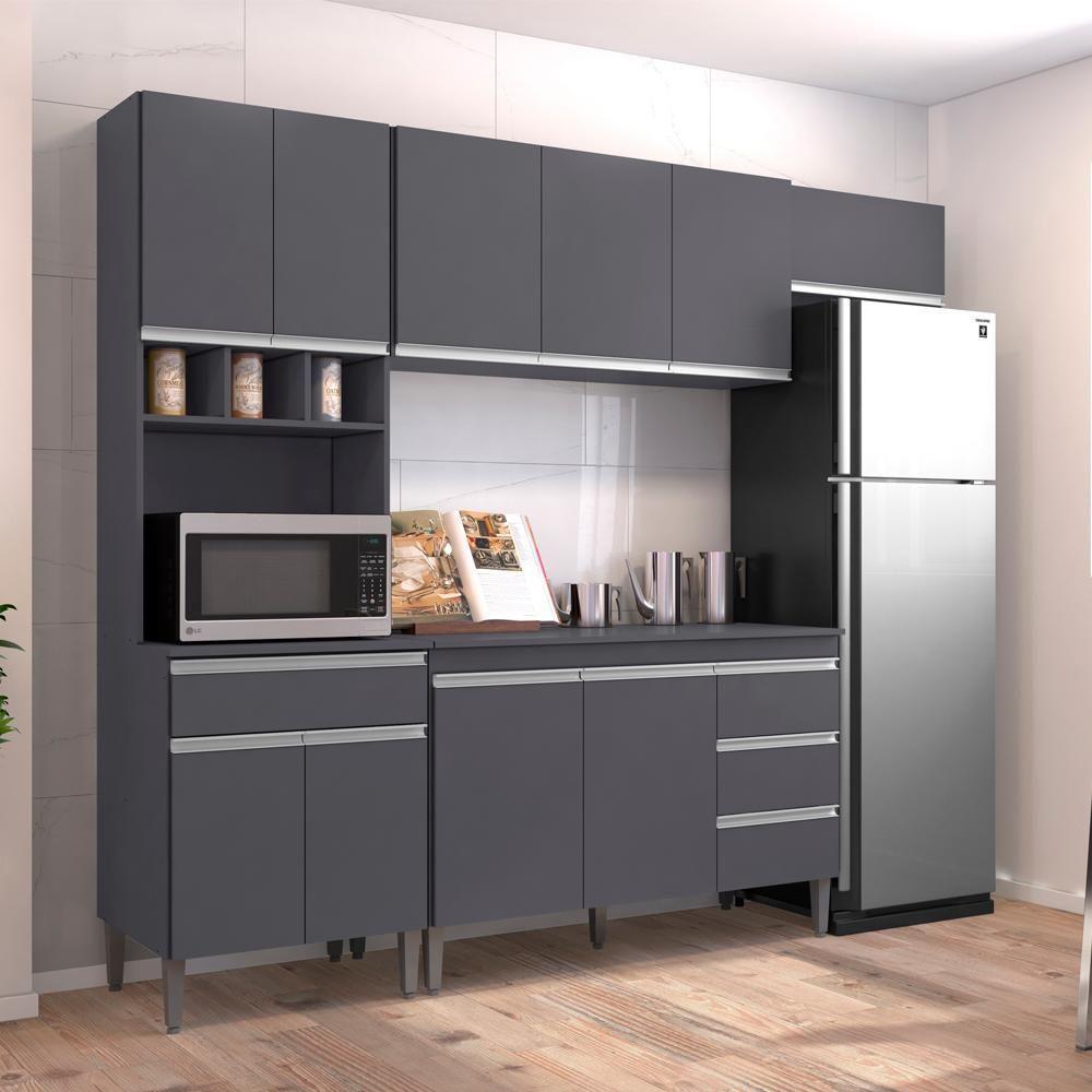 Cozinha Modulada 5 Peças 241 Cm Andreia Cinza Reajl Cinza - 3
