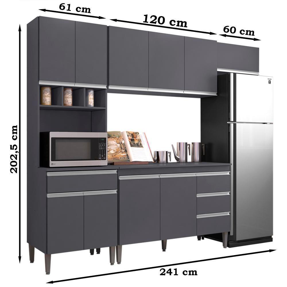 Cozinha Modulada 5 Peças 241 Cm Andreia Cinza Reajl Cinza - 4