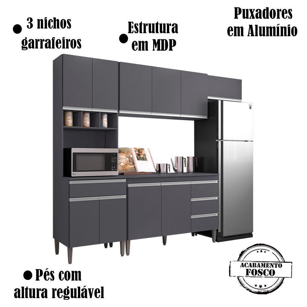 Cozinha Modulada 5 Peças 241 Cm Andreia Cinza Reajl Cinza - 5
