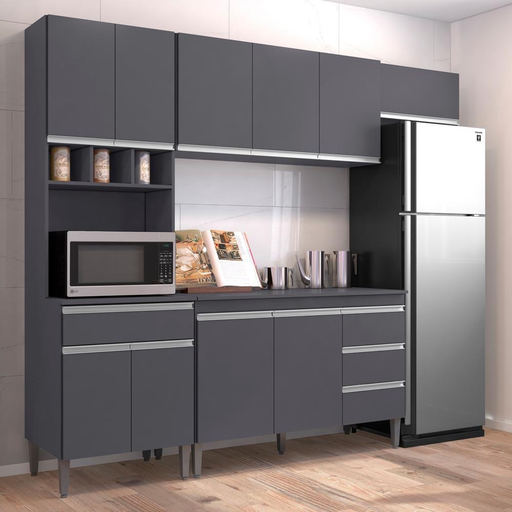 Cozinha Modulada 5 Peças 241 Cm Andreia Cinza Reajl Cinza - 6