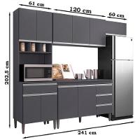 Cozinha Modulada 5 Peças 241 Cm Andreia Cinza Reajl Cinza