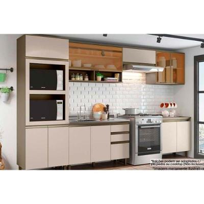 Cozinha Completa Connect 9 Portas 2 Gavetas MDF 120cm Branco com 8 Módulos