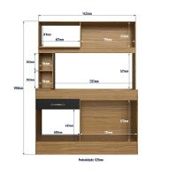 Armário De Cozinha Compacta Com Tampo 7072+ch854 Decibal Naturalle Preto Fosco - 3