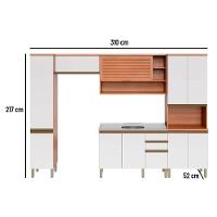 Cozinha Completa Completa Thela Macadâmia (2 Aéreos + 1 Balcão + 2 Paneleiros) 5 Peças Freijo/Branco - Telasul - 3