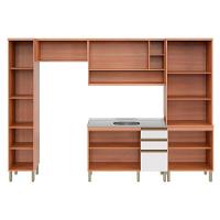 Cozinha Completa Completa Thela Macadâmia (2 Aéreos + 1 Balcão + 2 Paneleiros) 5 Peças Freijo/Branco - Telasul - 5