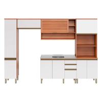 Cozinha Completa Completa Thela Macadâmia (2 Aéreos + 1 Balcão + 2 Paneleiros) 5 Peças Freijo/Branco - Telasul - 7