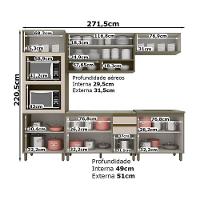 Cozinha Completa Connect (2 Aéreos, 2 Balcões, 1 Paneleiro, 1 Complemento) 6pçs Duna/cristal - Henn - 6