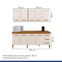 Cozinha Completa 9 Portas E 3 Gavetas Atenas Kaiki Moveis Nature/Off White. - 3