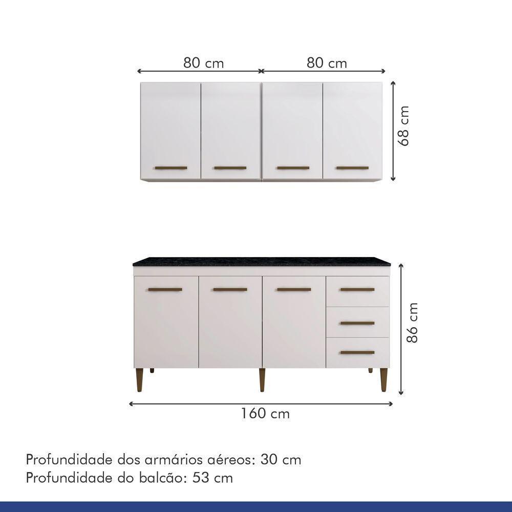 Cozinha Completa 7 Portas 3 Gavetas Atenas Kaiki Moveis Branco - 3