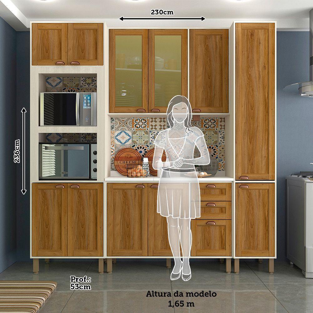 Cozinha Modulada Compacta 4 Peças Com Tampo E Vidro Reflecta Sofia Pátina Com Moscatto - 4