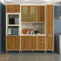 Cozinha Modulada Compacta 4 Peças Com Tampo E Vidro Reflecta Sofia Pátina Com Moscatto - 1